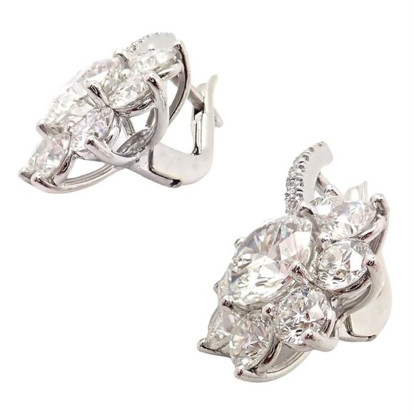 Authentic! T Foster & Co Platinum Flower 4.84ctw Diamond Stud Halo Earrings GIA - Picture 9 of 12